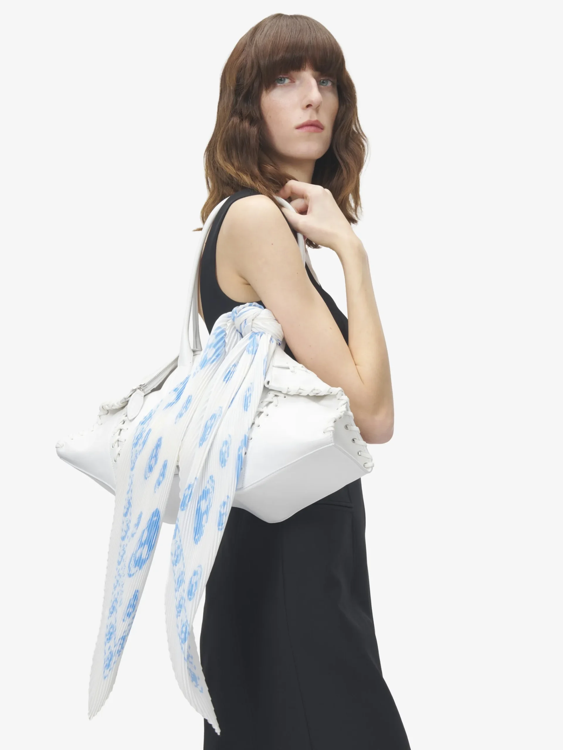 Women's Pleated Skull Scarf in Light Blue