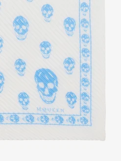 Women's Pleated Skull Scarf in Light Blue