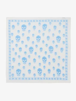 Women's Pleated Skull Scarf in Light Blue