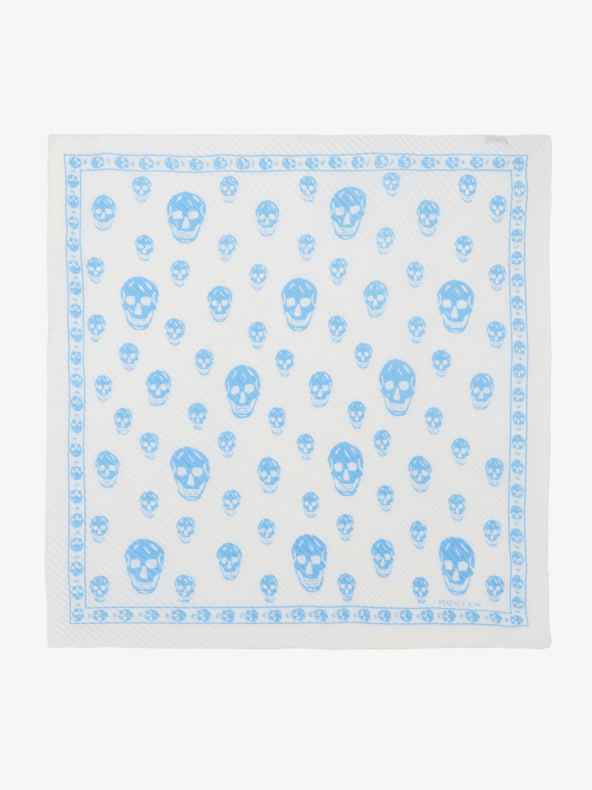 Women's Pleated Skull Scarf in Light Blue