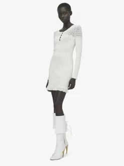 Women's Pointelle Knit Mini Dress in Ivory