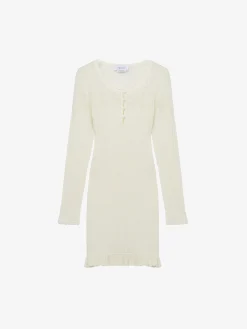 Women's Pointelle Knit Mini Dress in Ivory