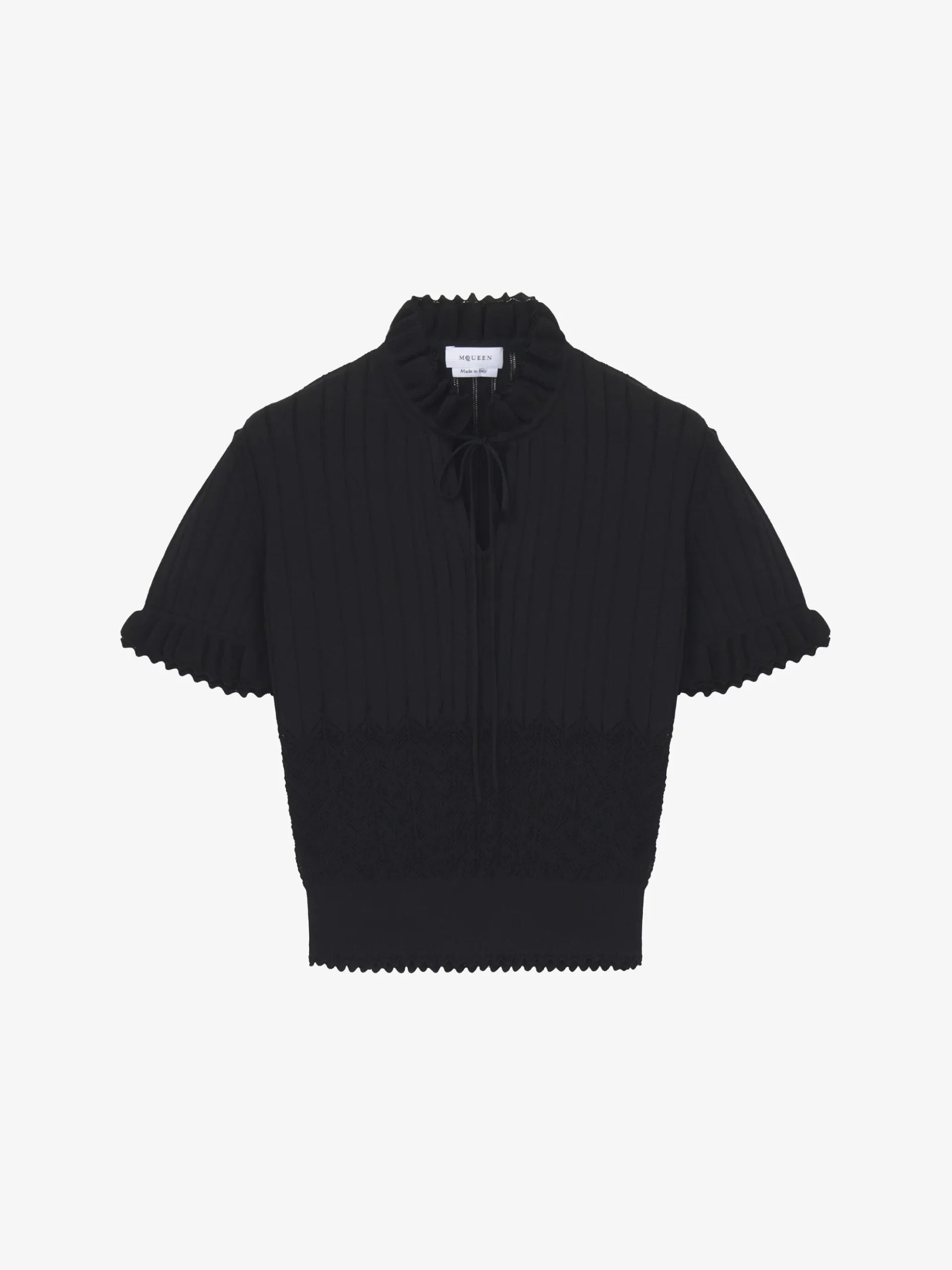 Women's Pointelle Knit Top in Black