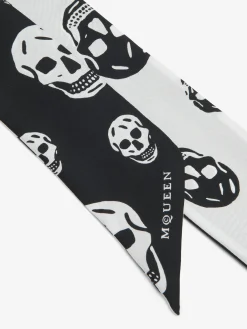 Women's Ribbon Skull Scarf in Black/Ivory