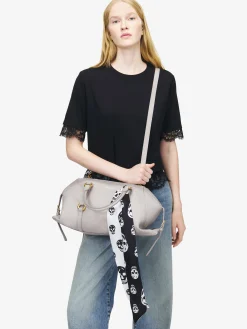 Women's Ribbon Skull Scarf in Black/Ivory