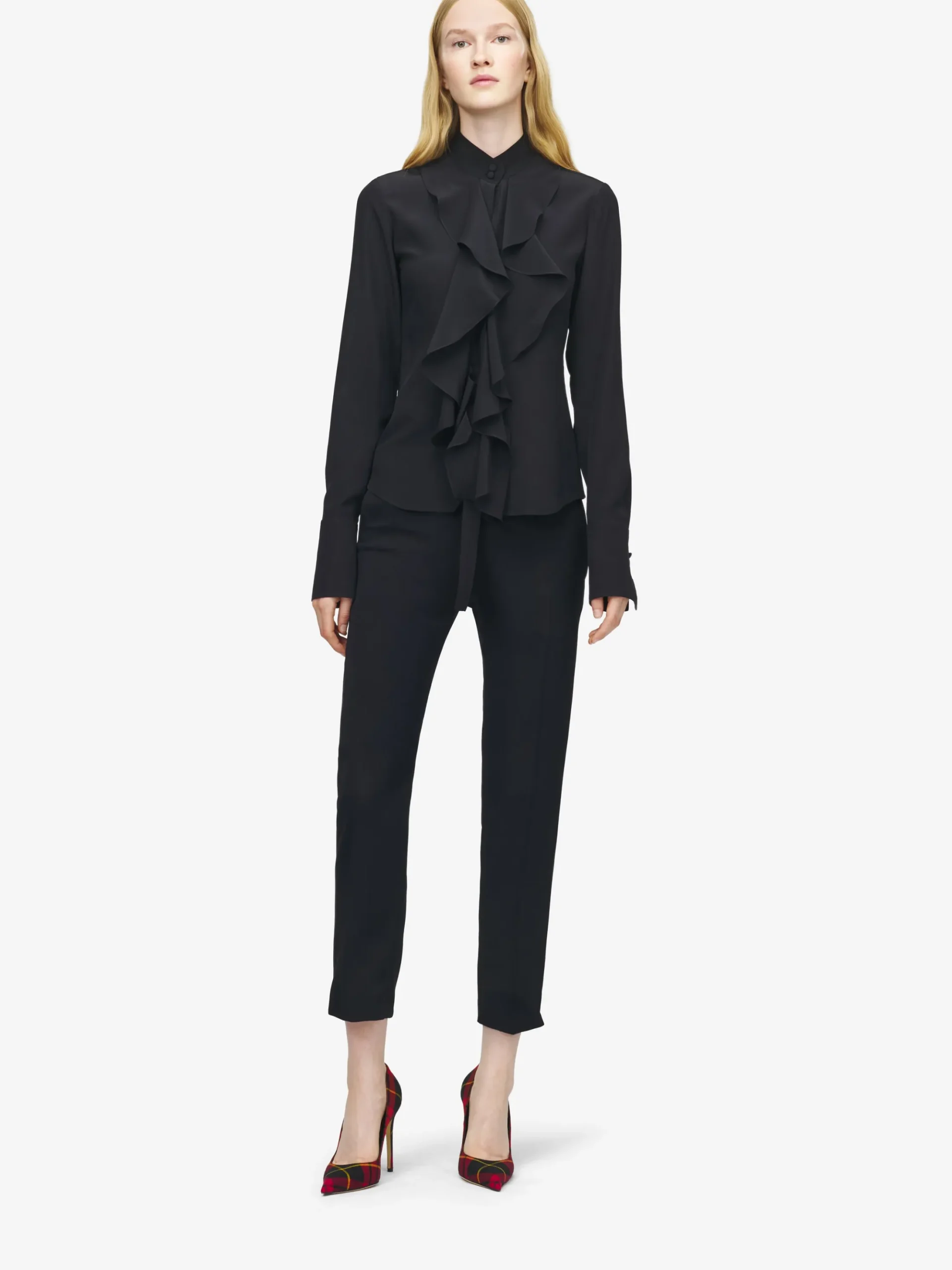 Women's Ruffled Shirt in Black