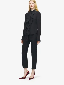 Women's Ruffled Shirt in Black