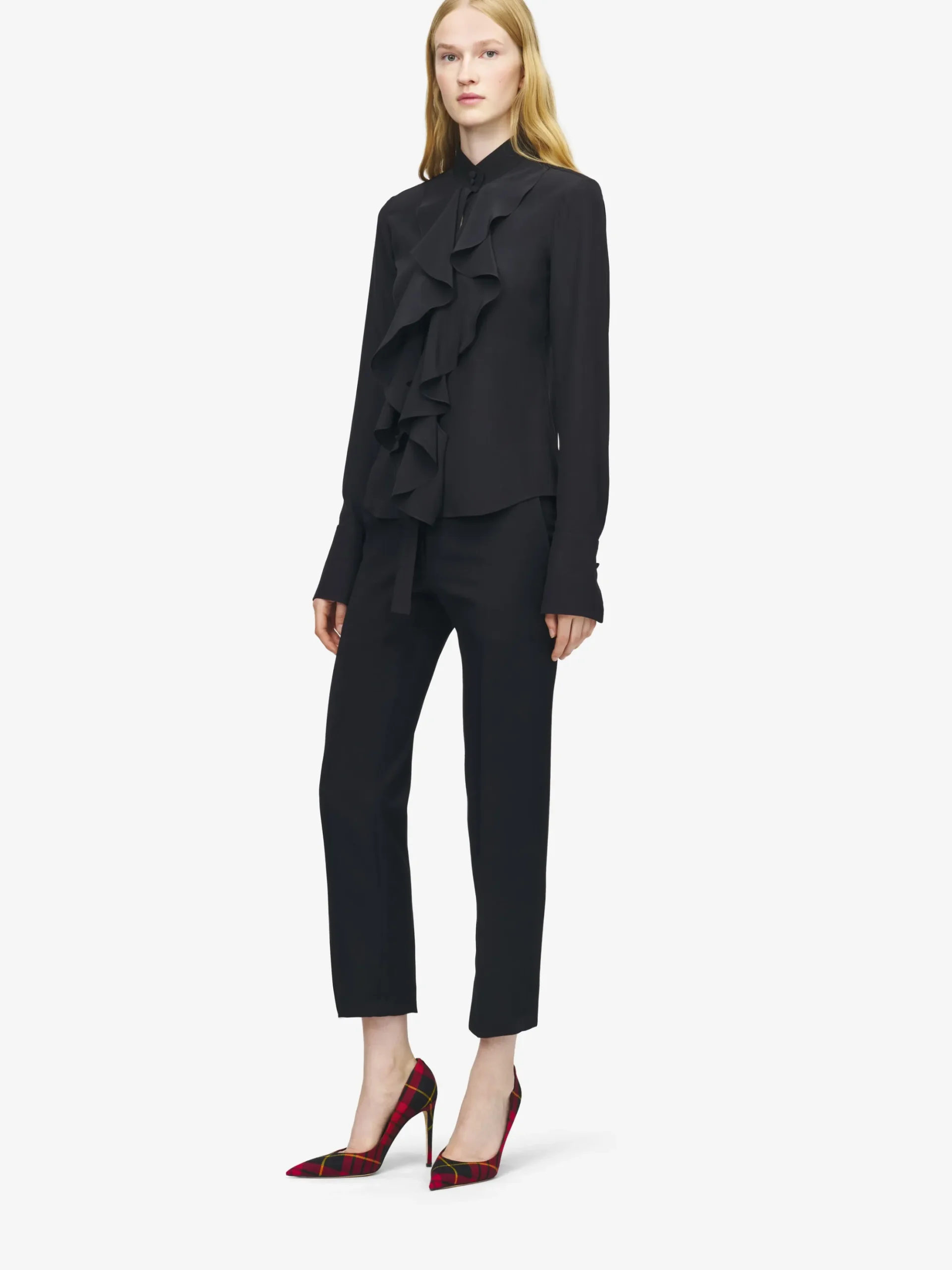 Women's Ruffled Shirt in Black