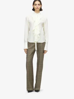 Women's Ruffled Shirt in Cream