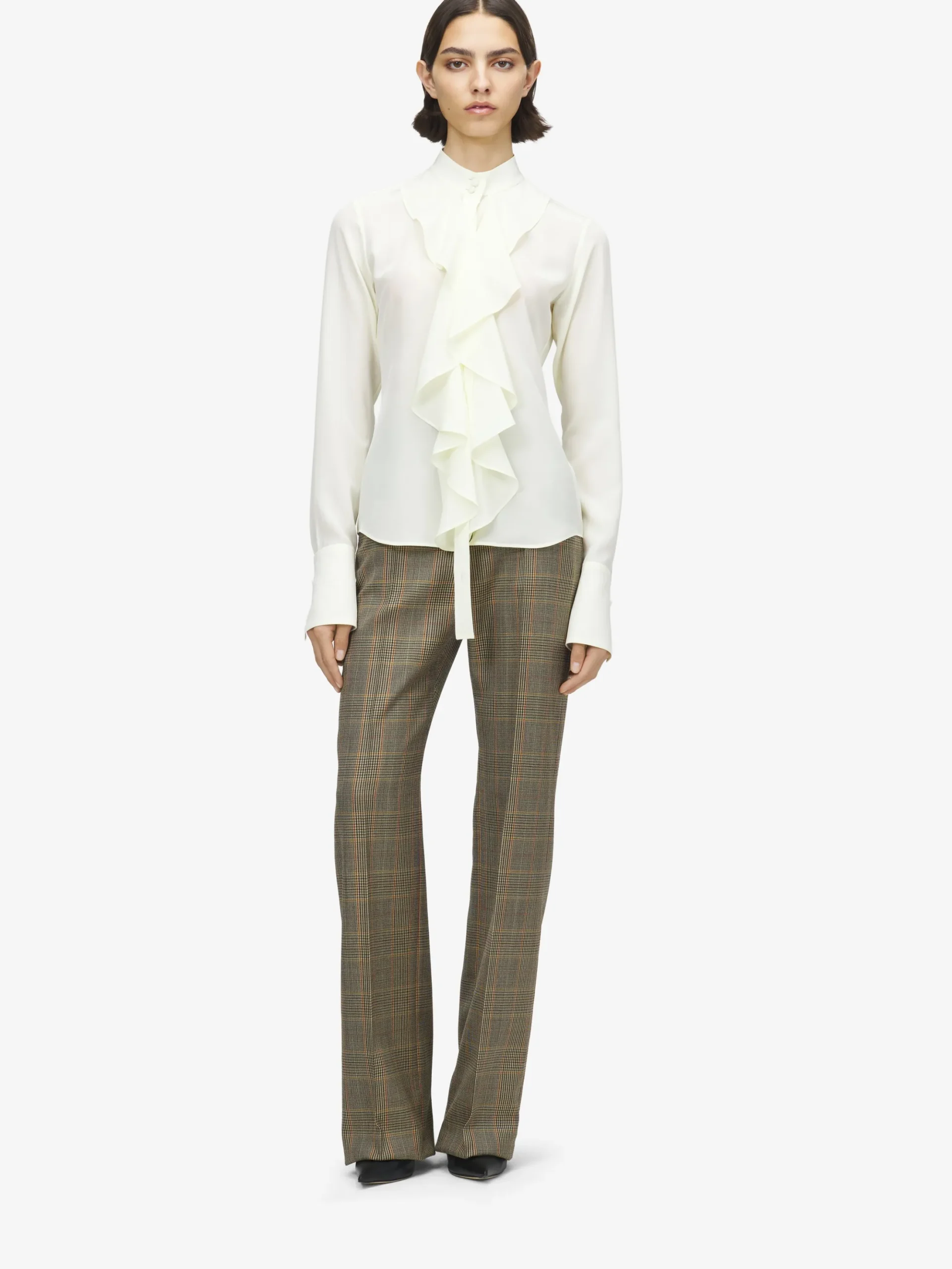 Women's Ruffled Shirt in Cream