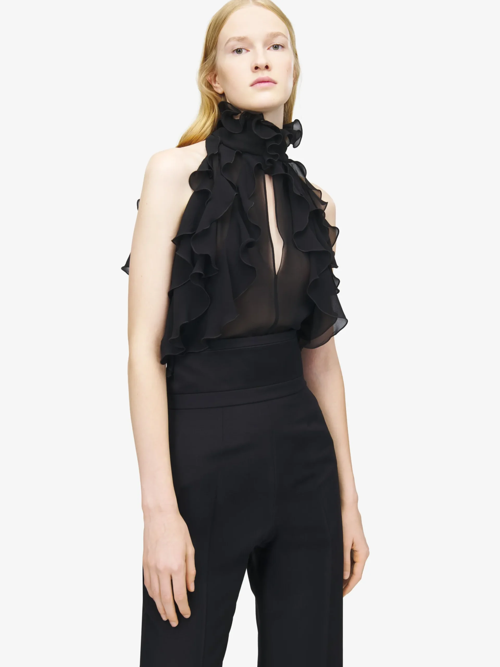 Women's Ruffled Top in Black