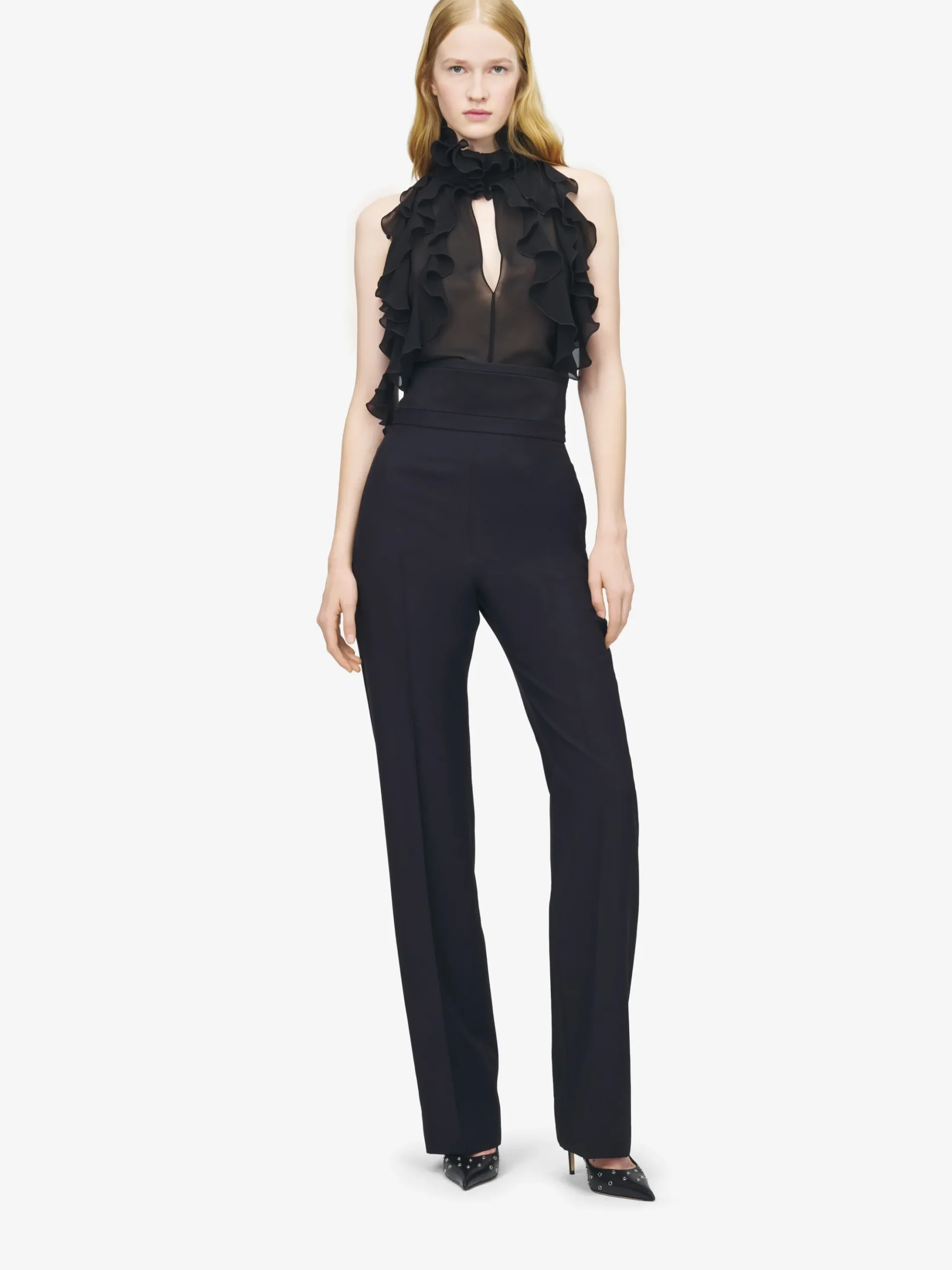 Women's Ruffled Top in Black