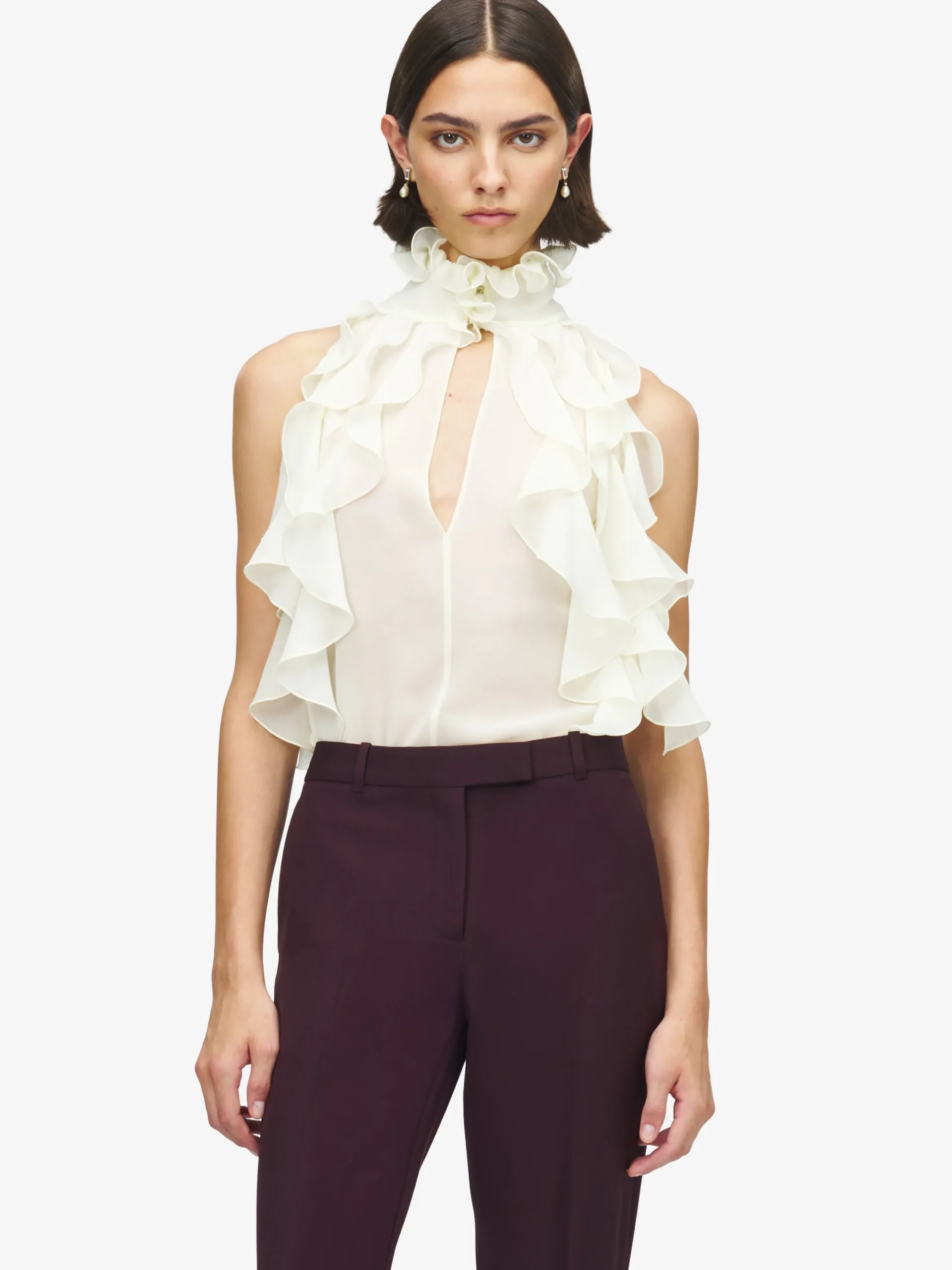 Women's Ruffled Top in Cream