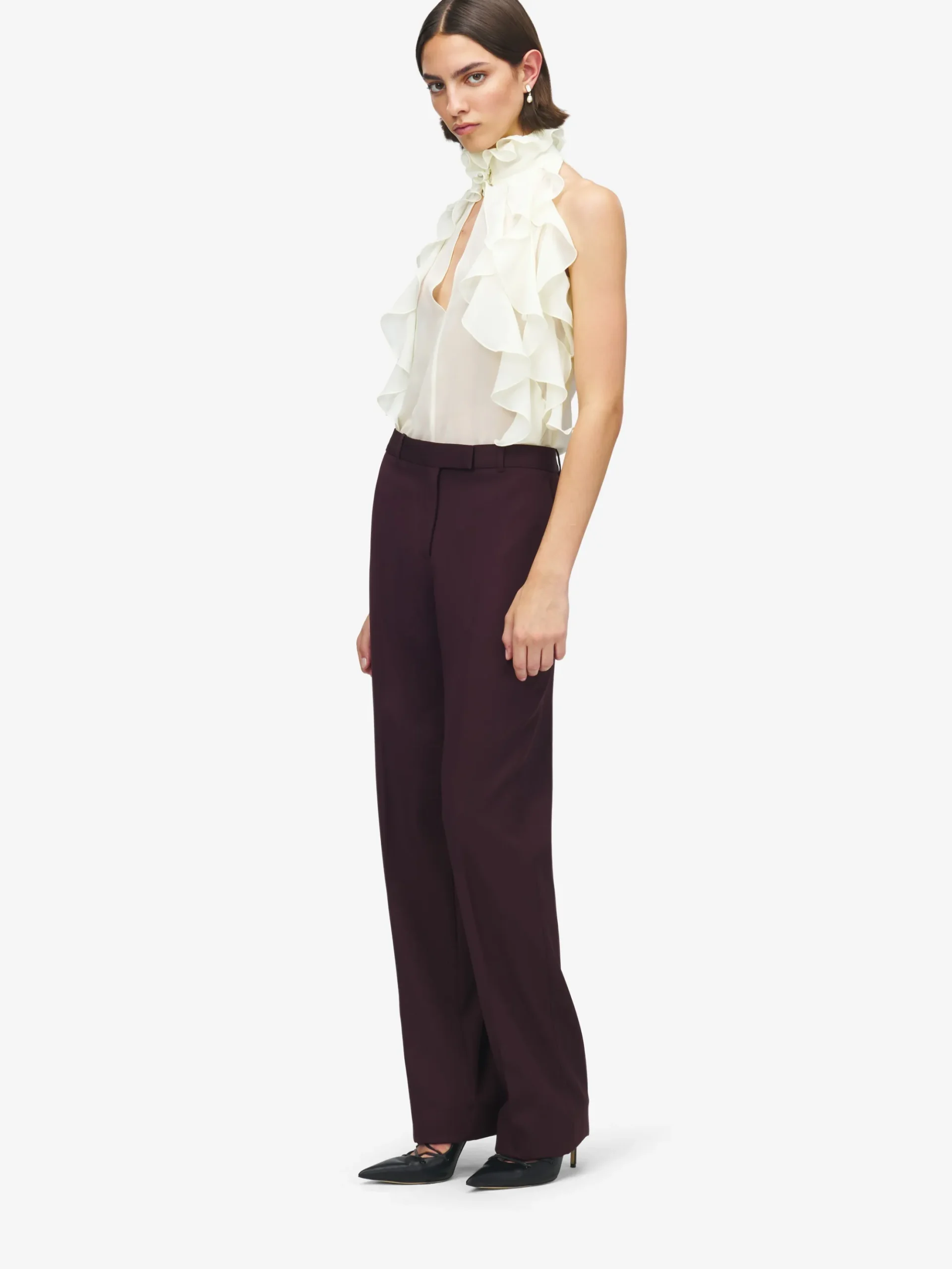 Women's Ruffled Top in Cream