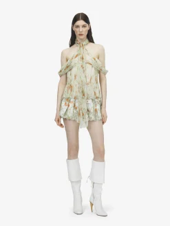 Women's Sangallo Floral Micro Shorts in Stone/Light Orange