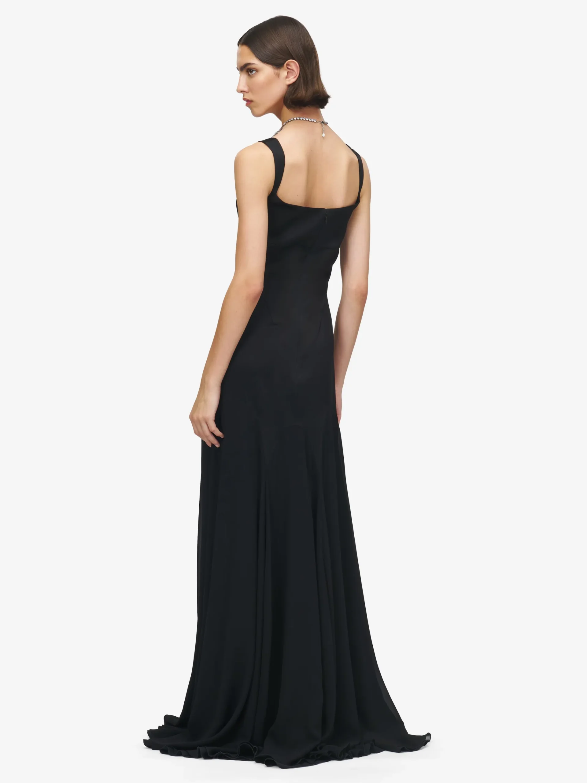 Women's Satin Evening Dress in Black