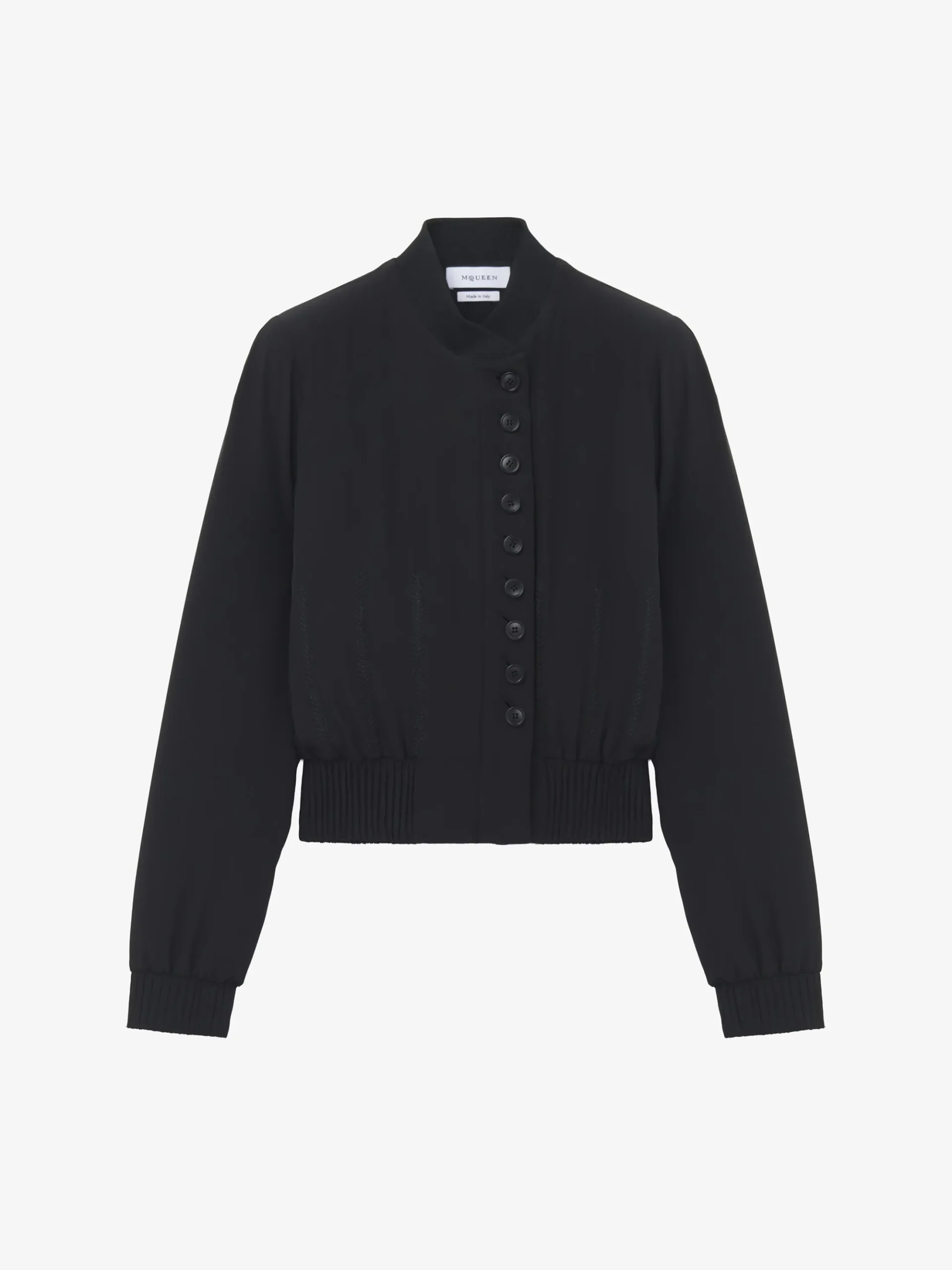 Women's Silk Bomber Jacket in Black