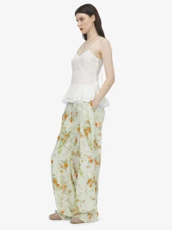Women's Silk Peplum Cami Top in Ivory