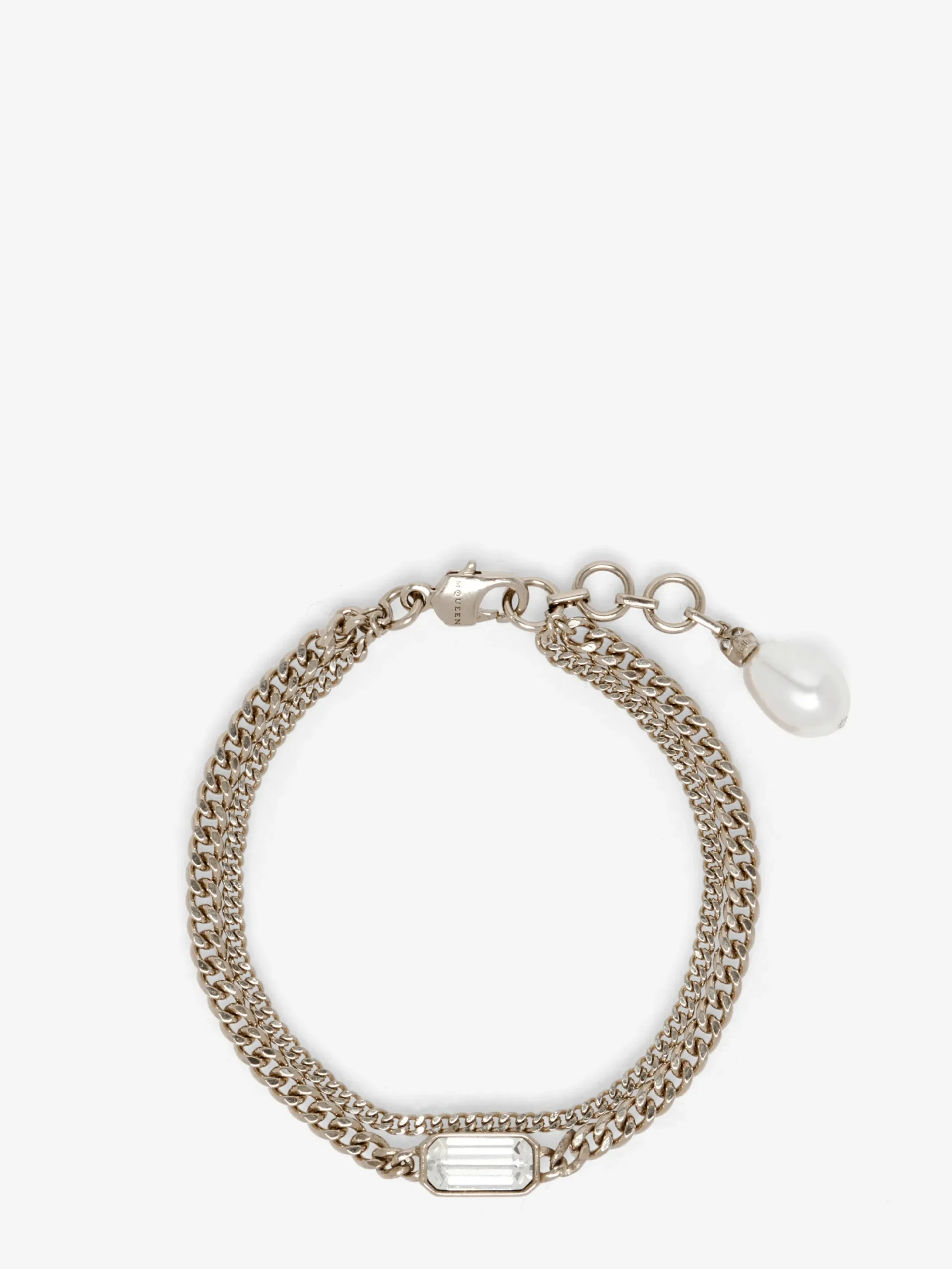 Women's Skull & Crystal Bracelet in Pale Gold-finish