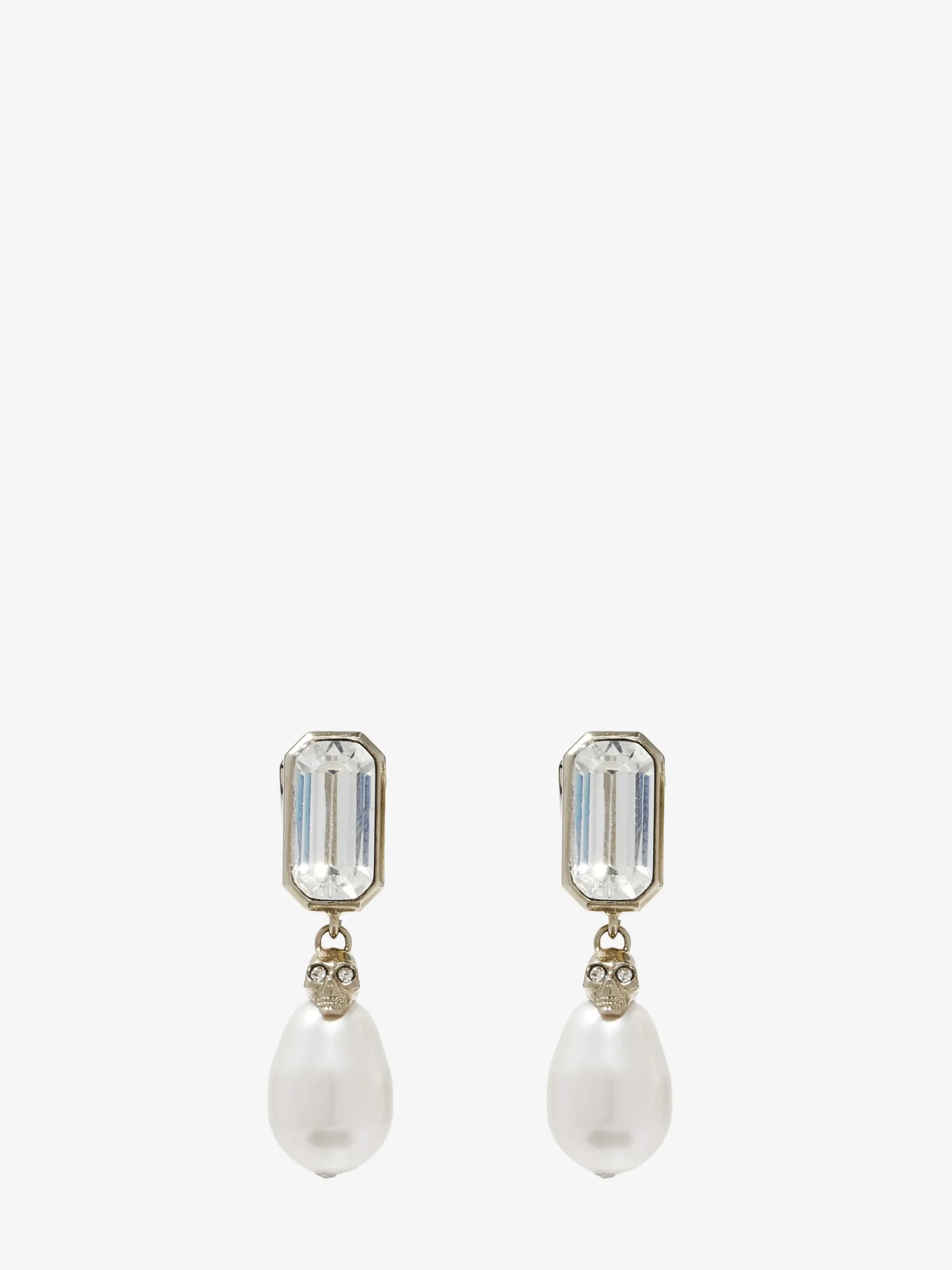 Women's Skull & Crystal Earrings in Pale Gold-finish