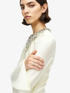 Women's Skull & Crystal Ring in Pale Gold-finish