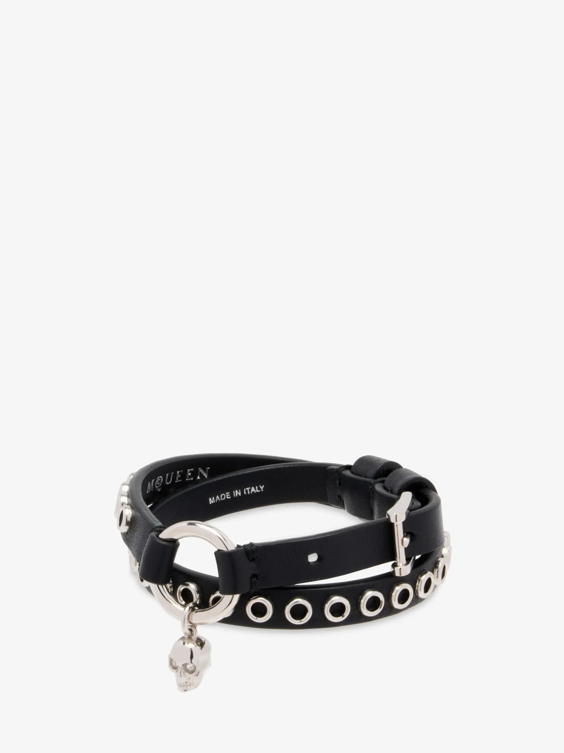 Women's Skull Ring Double Wrap Bracelet in Black