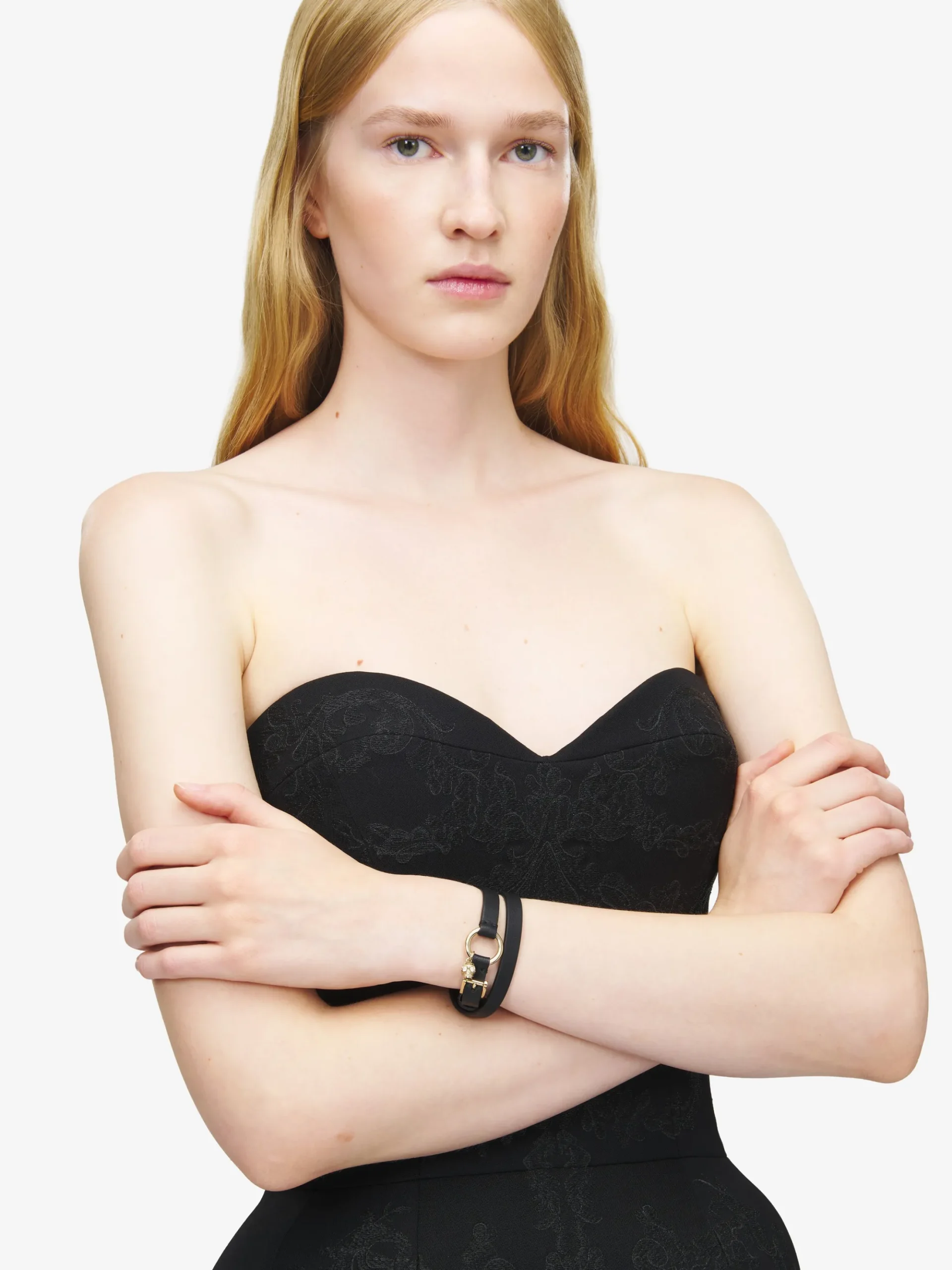 Women's Skull Ring Double Wrap Bracelet in Black