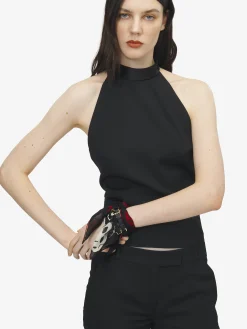 Women's Skull Scarf Double Wrap Bracelet in Black/White