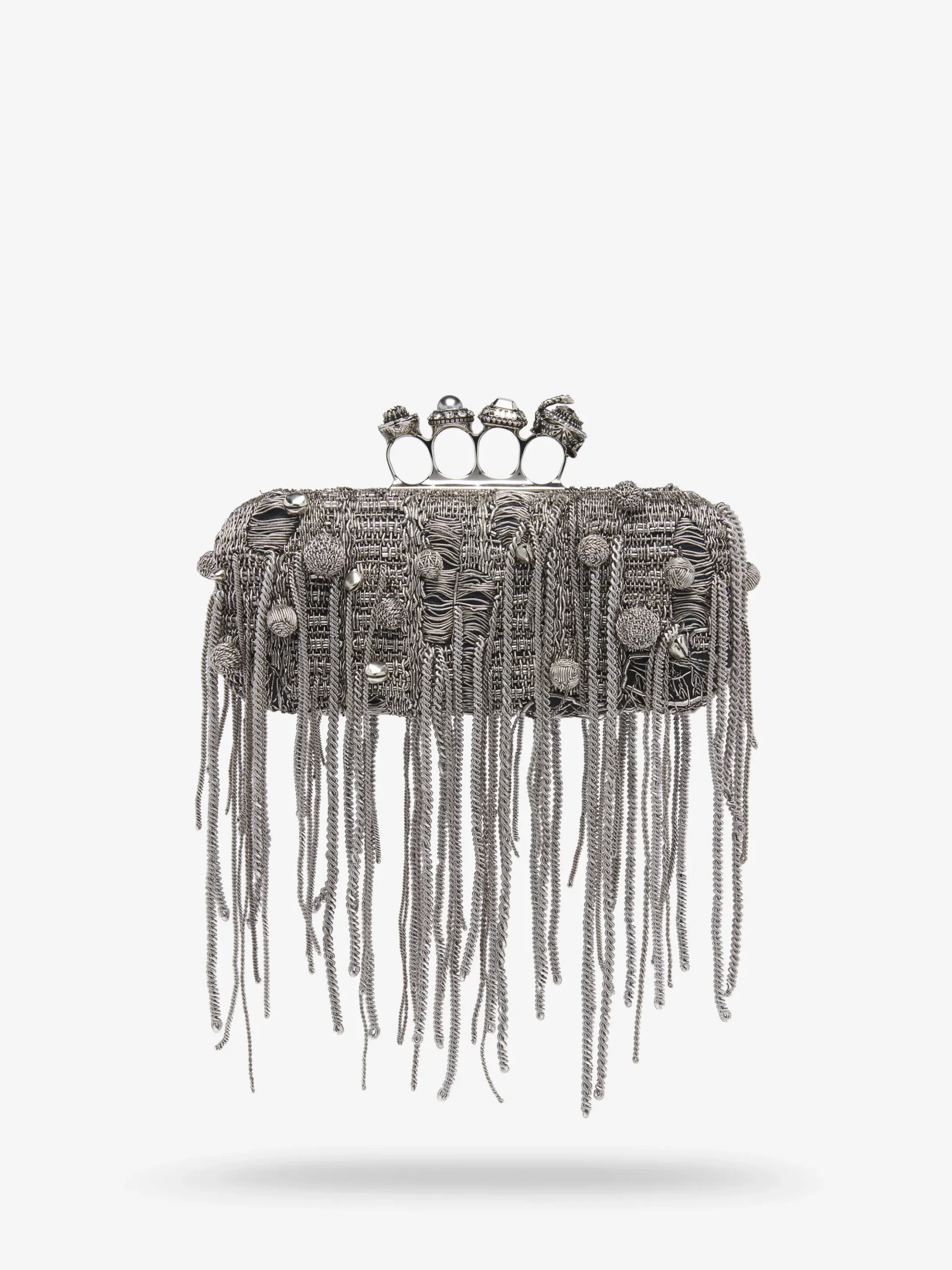 Women's Snake Knuckle Long Clutch in Black/Silver