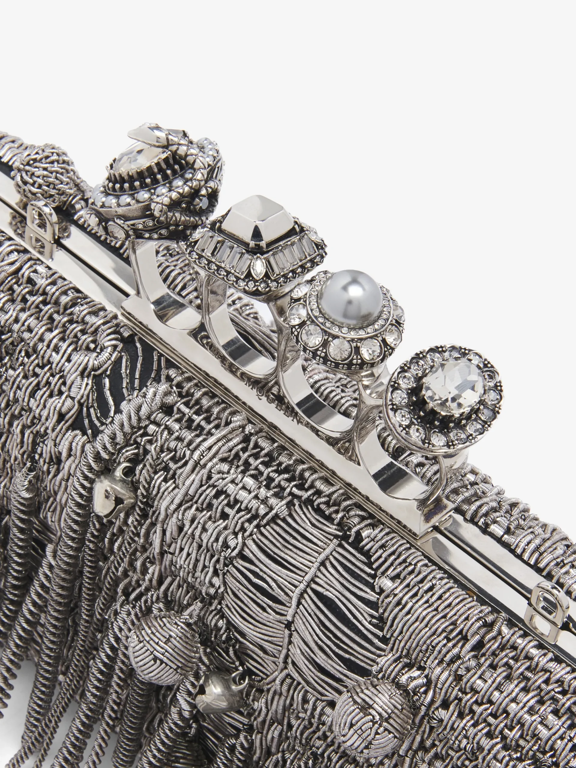 Women's Snake Knuckle Long Clutch in Black/Silver