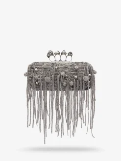Women's Snake Knuckle Long Clutch in Black/Silver