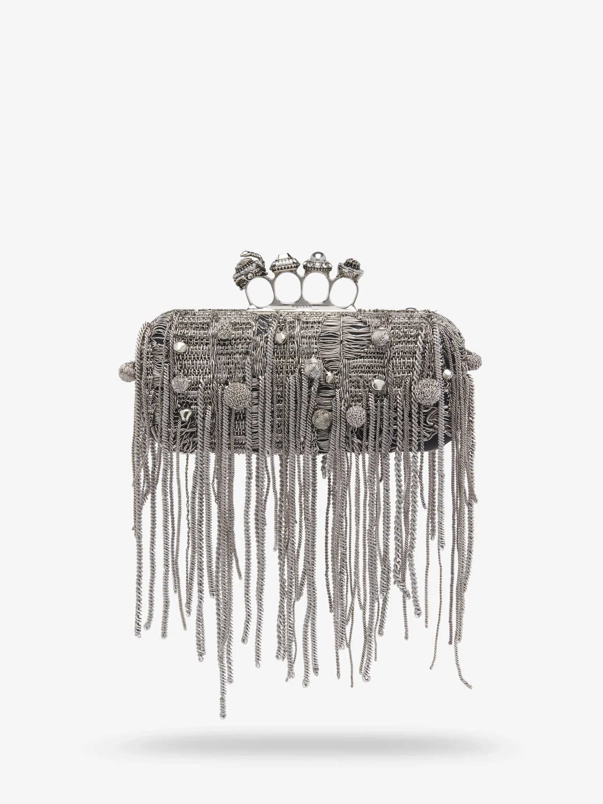 Women's Snake Knuckle Long Clutch in Black/Silver