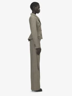 Women's Straight Leg Bumster Trousers in Light Brown