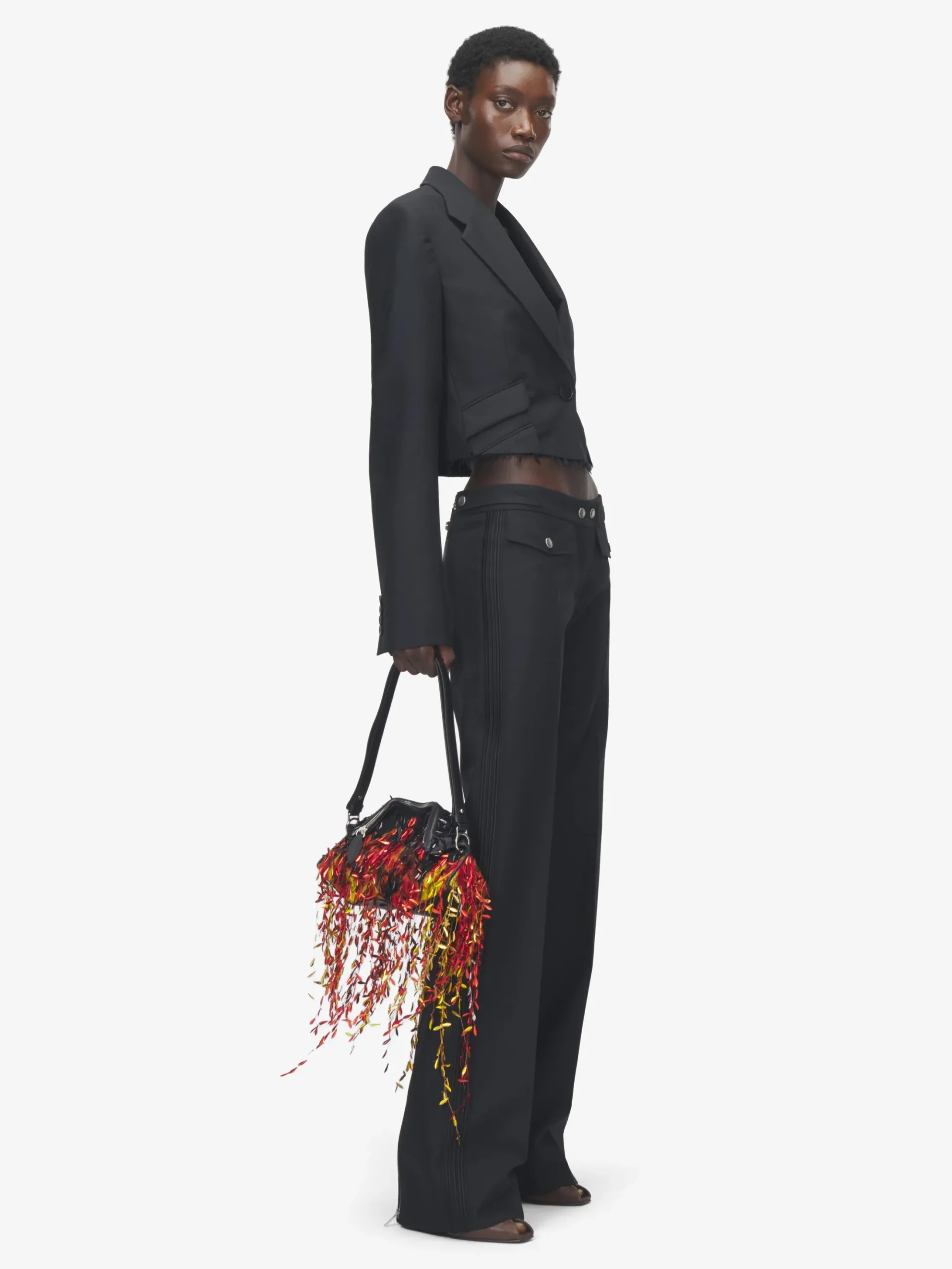 Women's Straight Leg Trousers with Zip in Black