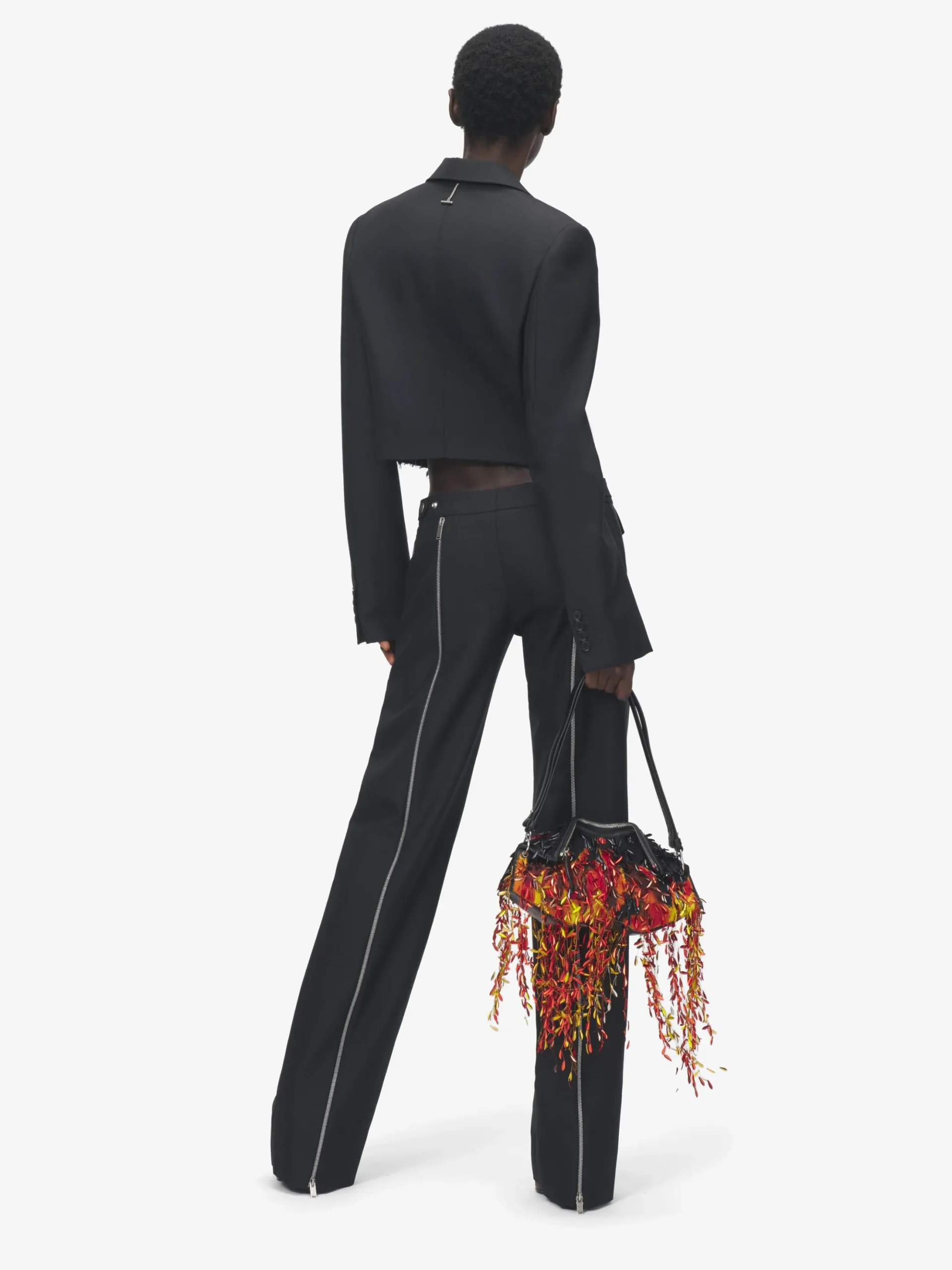 Women's Straight Leg Trousers with Zip in Black