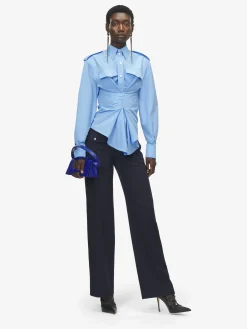 Women's Straight Leg Trousers in Navy