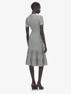 Women's Striped Knit Dress in Ivory/Navy