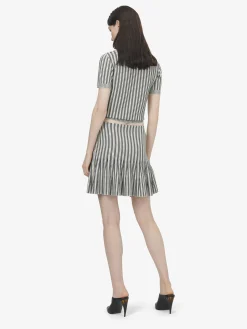 Women's Striped Knit Mini Skirt in Ivory/Navy