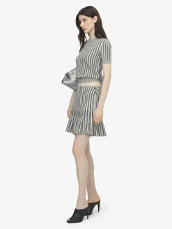 Women's Striped Knit Top in Ivory/Navy