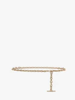 Women's T-Bar Chain Belt in Pale Gold
