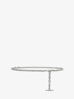 Women's T-Bar Chain Belt in Palladium