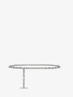 Women's T-Bar Chain Belt in Palladium