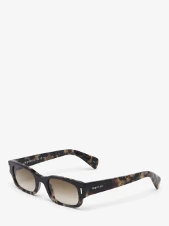 Women's T-Bar Rivet Panthos Sunglasses in Black/Brown