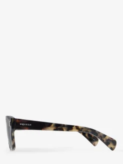 Women's T-Bar Rivet Square Sunglasses in Black/Brown