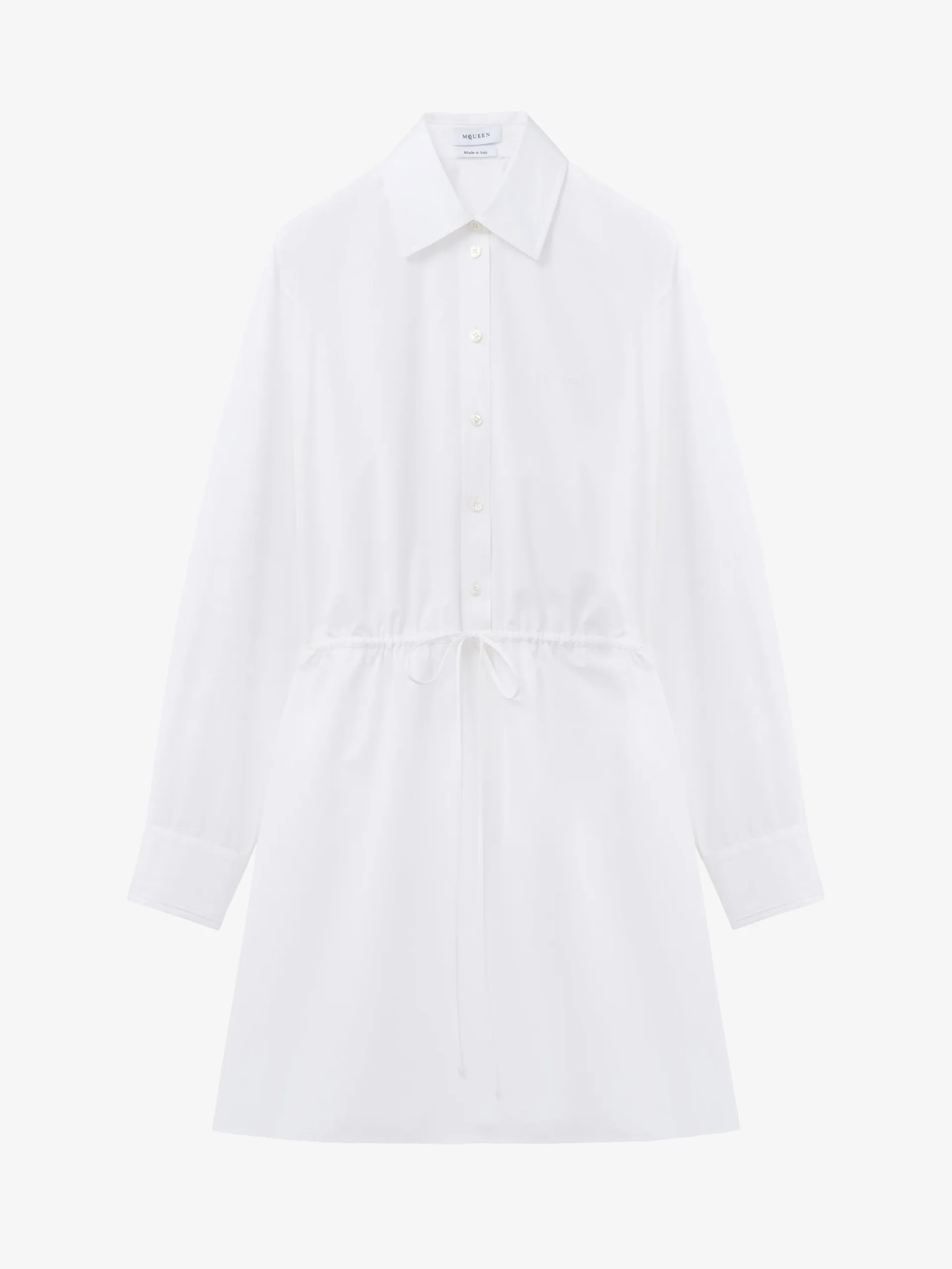 Women's Tie Detail Shirt Dress in Optical White
