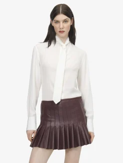 Women's Tie Silk Shirt in Ivory