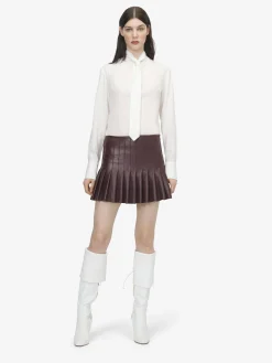Women's Tie Silk Shirt in Ivory