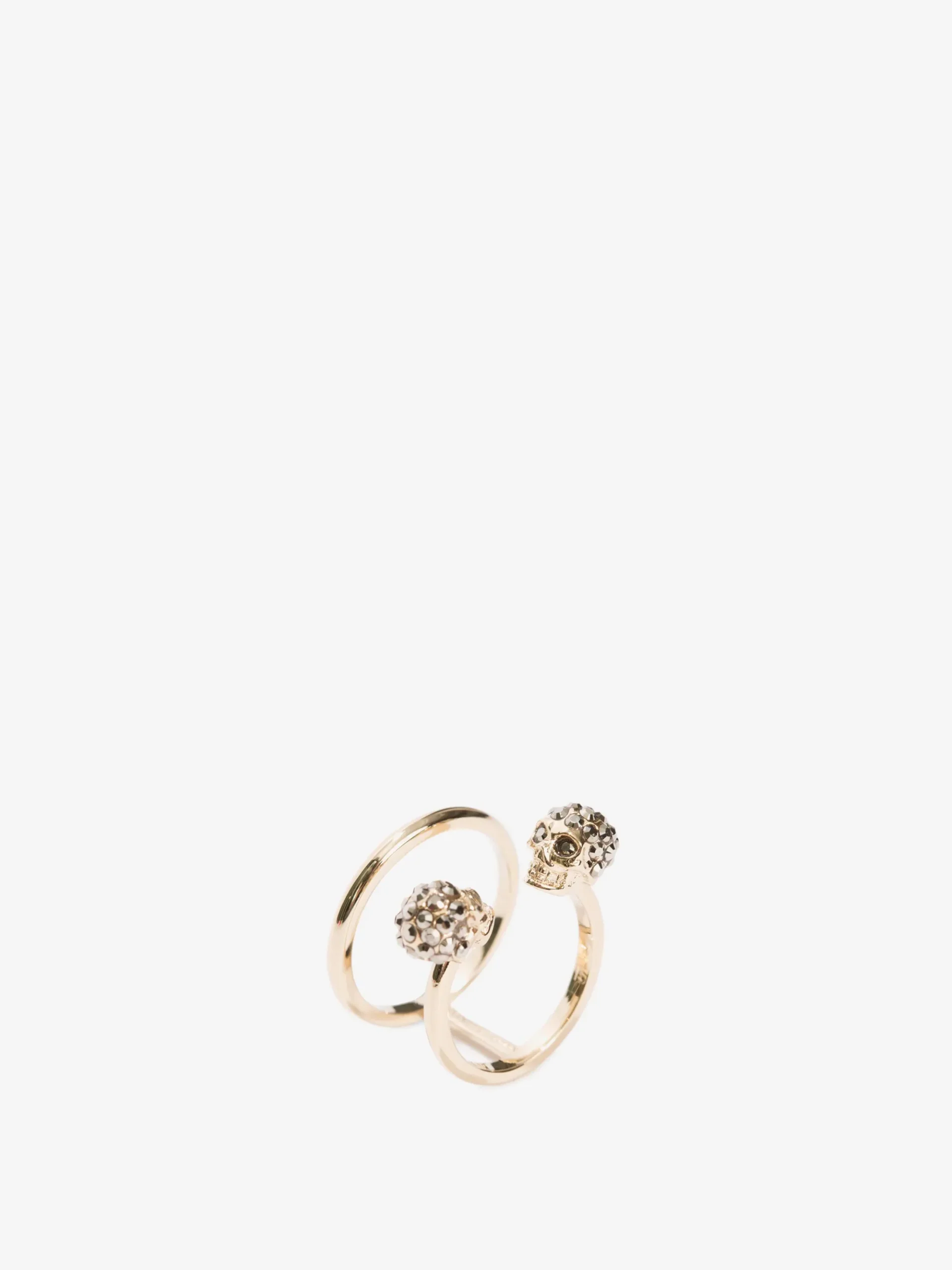 Women's Twin Skull Double Ring in Light Gold-finish