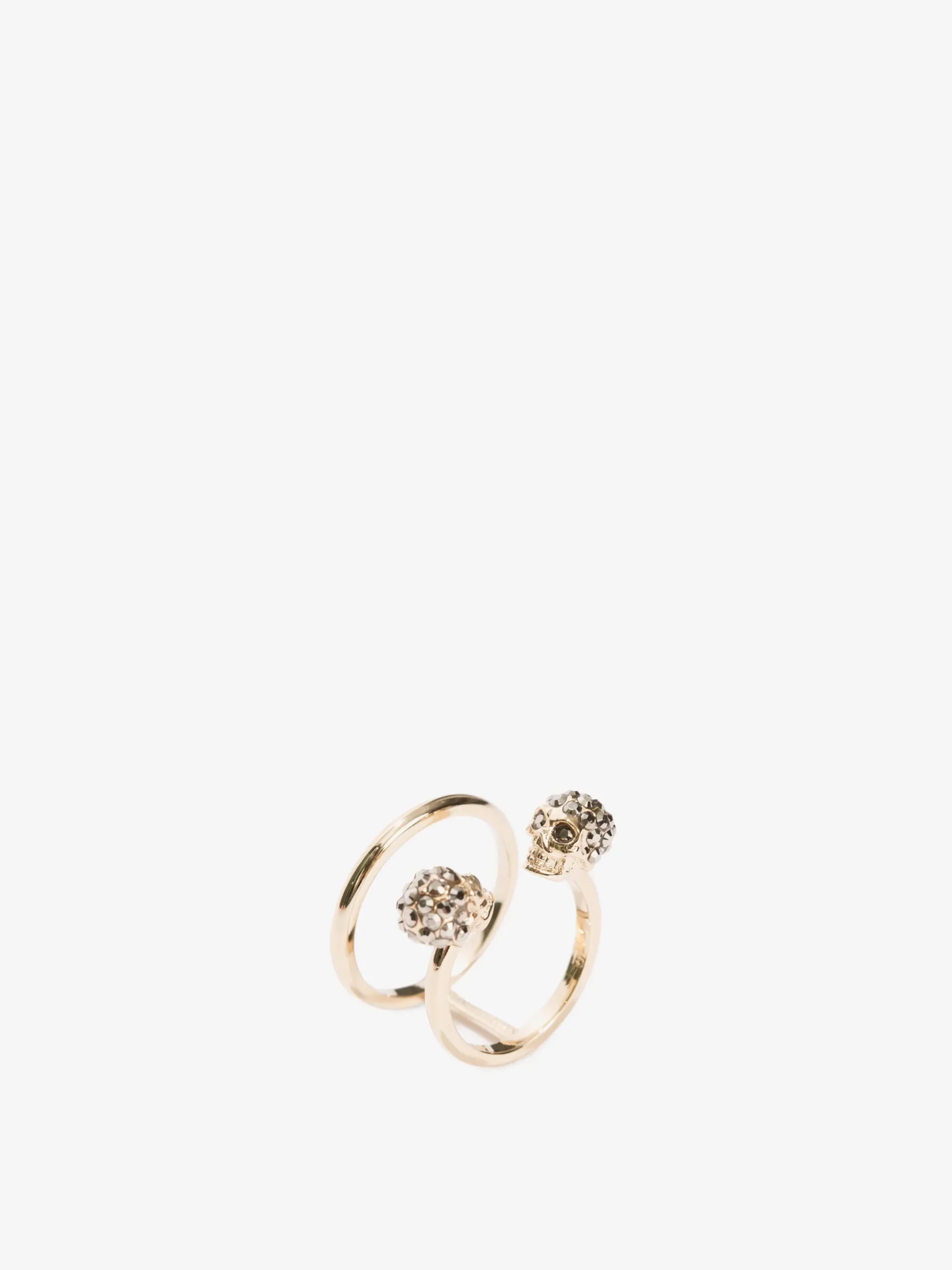 Women's Twin Skull Double Ring in Light Gold-finish