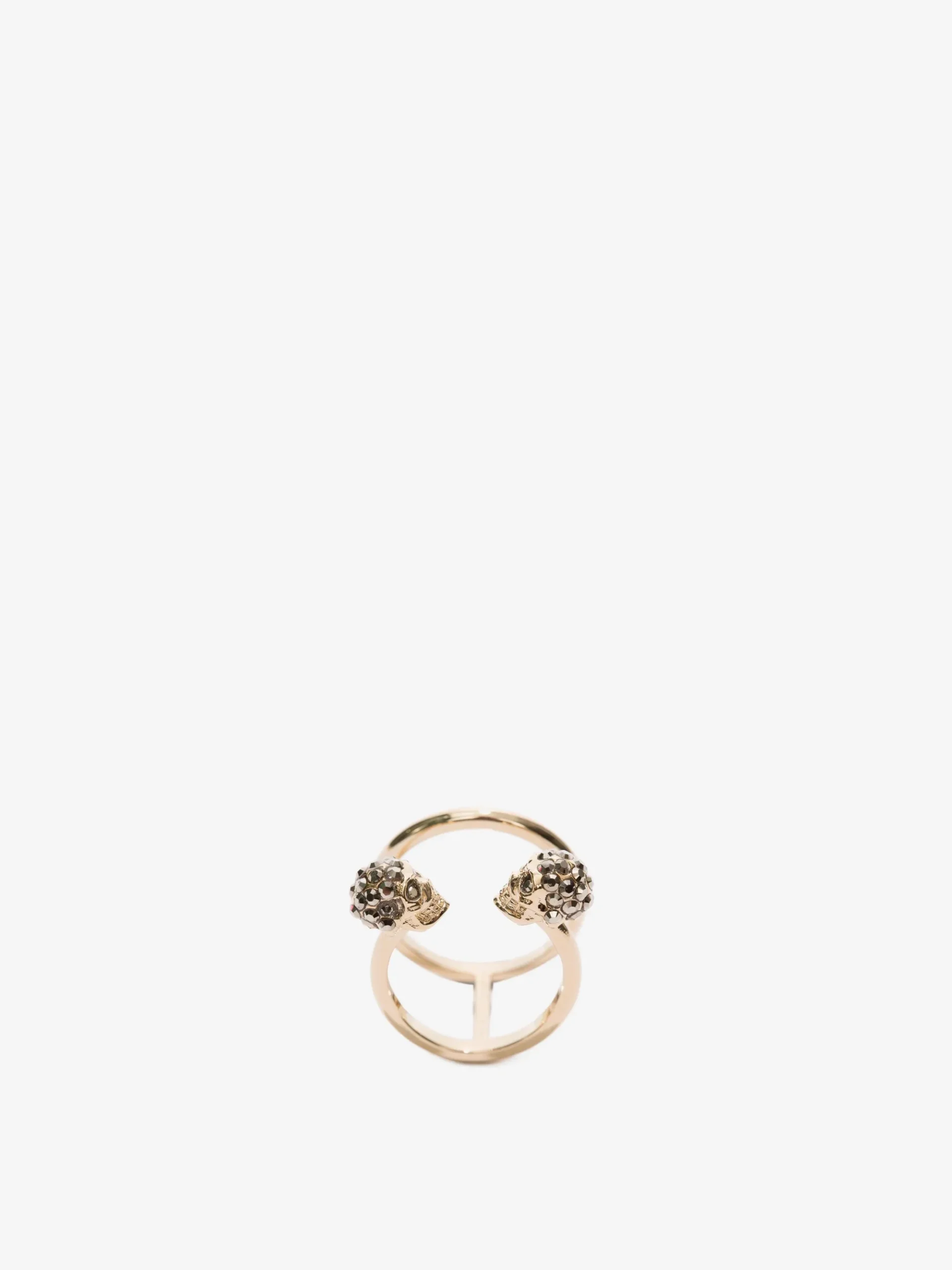 Women's Twin Skull Double Ring in Light Gold-finish